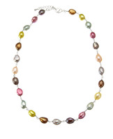 Rainbow Coloured Baroque Pearl Necklace on Chain