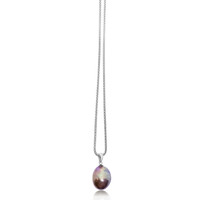 Lustrous Rainbow Violet Purple Baroque Pearl Pendant Sterling Silver Long Chain Necklace 