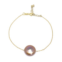 Lustrous Rainbow Coin Pearl Gold Bracelet