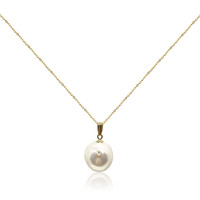 White Baroque Pearl Studded with Diamond Pendant, 18ct Yellow Gold