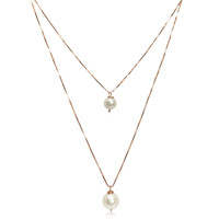 'Like Mother Like Daughter' White Pearl Pendant Necklace Set, Rose Gold