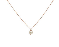 Girls White Pearl Pendant Necklace, Rose Gold 