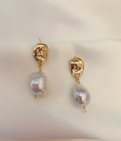 Stella - Large Baroque Pearl Gold Drop Earrings