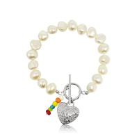 Jasmine Baroque Pearl Bracelet with Silver Heart