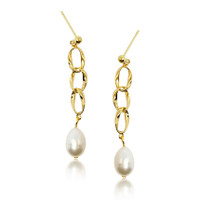 Kate Gold Link Pearl Earrings 