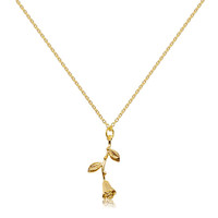 Gold Rose Pendant Necklace 