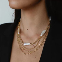 Remi Long  Baroque Pearl and Chain Necklace