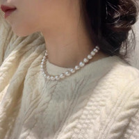 Mira White Baroque Pearl Choker Necklace, Gold Filled 