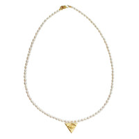 Dainty Pearl Choker Necklace with Triangle Evil Eye Pendant 