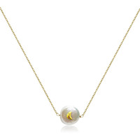 Floating Golden moon pearl Pendant Necklace