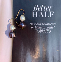 The Fifty Fifty Black & White Pearl Earrings, Gold Filled 