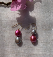 Pink & Grey Gold Baroque Pearl Earrings 