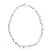 White Baroque Pearl Necklace with Silver T-bar Clasp