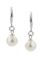 White Round Pearl Drop Earrings