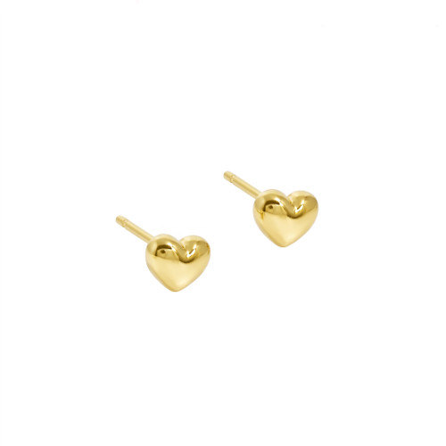 14ct yellow gold heart stud earrings