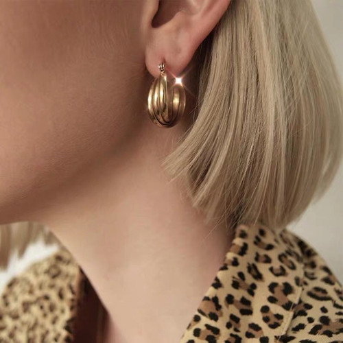 Patterned Medium Gold Hoops