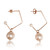 Pink Pearl Music Note Drop Earrings, Rose Gold