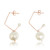 White Pearl Music Note Hoop Drop Earrings, Rose Gold