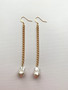 White Baroque Pearl on Gold Chain Drop Earrings