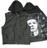 LORDS X ESPINOZA - "Slashtown Cut" Black Denim Hooded Vest