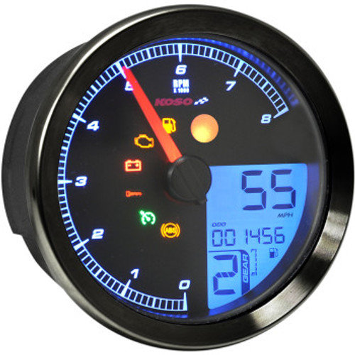 Koso 4" Speedometer/Tachometer Black Bezel