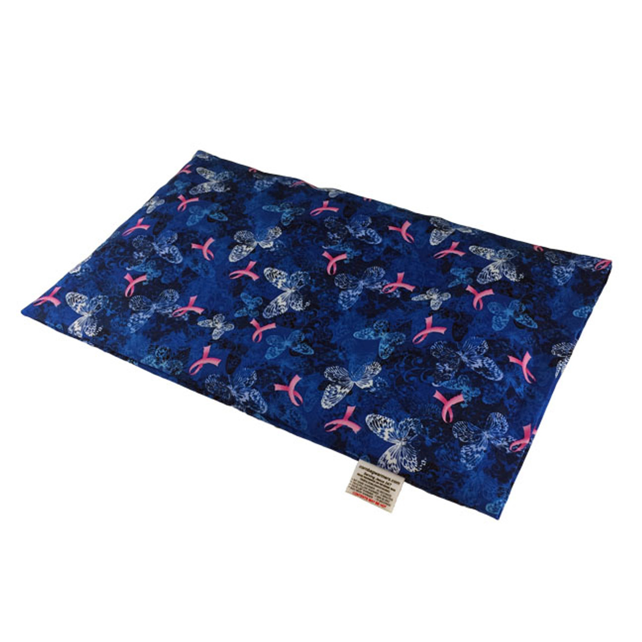 Lap Warmer Microwave Corn Heating Pad - Butterflies on Blue, Breast Cancer Awareness