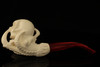 Skull in Claw Meerschaum Pipe Hand Carved with custom CASE 12503