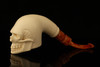 Skull Block Meerschaum Pipe with custom CASE 13046