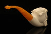 Floral Skull Block Meerschaum Pipe Hand Carved with custom case 13202