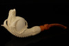 Eagle Head in Eagle's Claw with Block Meerschaum Pipe with custom case 13213