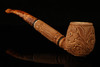 Carved Apple with Extended Shank Block Meerschaum Pipe with case 13352