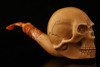 Skull Block Meerschaum Pipe by Kenan with custom case 13594