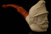 French Soldier Block Meerschaum Pipe with custom case 13722