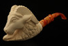 Goat Block Meerschaum Pipe Carved by I. Baglan with custom case 13857