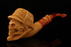 Sherlock Skull Block Meerschaum Pipe with fitted case 14143