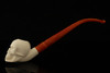 Skull Churchwarden Block Meerschaum Pipe with fitted case 14180