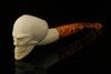 Skull Hand Carved Block Meerschaum Pipe with pouch M1033