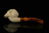 Skull Hand Carved Block Meerschaum Pipe with pouch M1052