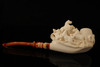 Horse Herd Hand Carved Block Meerschaum Pipe with custom case 14286