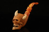 Devil Skull Block Meerschaum Pipe with custom case 14296