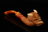 Devil Skull Block Meerschaum Pipe with custom case 14296