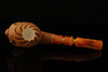 Floral Skull Hand Carved Block Meerschaum Pipe with tamper & case 14348