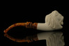Lion Hand Carved Block Meerschaum Pipe with pouch M1123