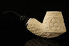 srv Premium - RC - Carved Volcano Reverse Calabash Meerschaum Pipe by Kenan with case 14597