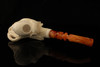 Pirate Skull & Octopus Block Meerschaum Pipe carved by I Baglan with case 14622