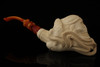 Pirate Skull & Octopus Block Meerschaum Pipe carved by I Baglan with case 14622