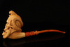 Skull n Snake Block Meerschaum Pipe by Kenan with custom case 14650