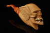 Skull with wings Block Meerschaum Pipe with fitted case 14661