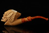 Skull with wings Block Meerschaum Pipe with fitted case 14661