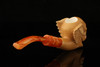 Skull with wings Block Meerschaum Pipe with fitted case 14661